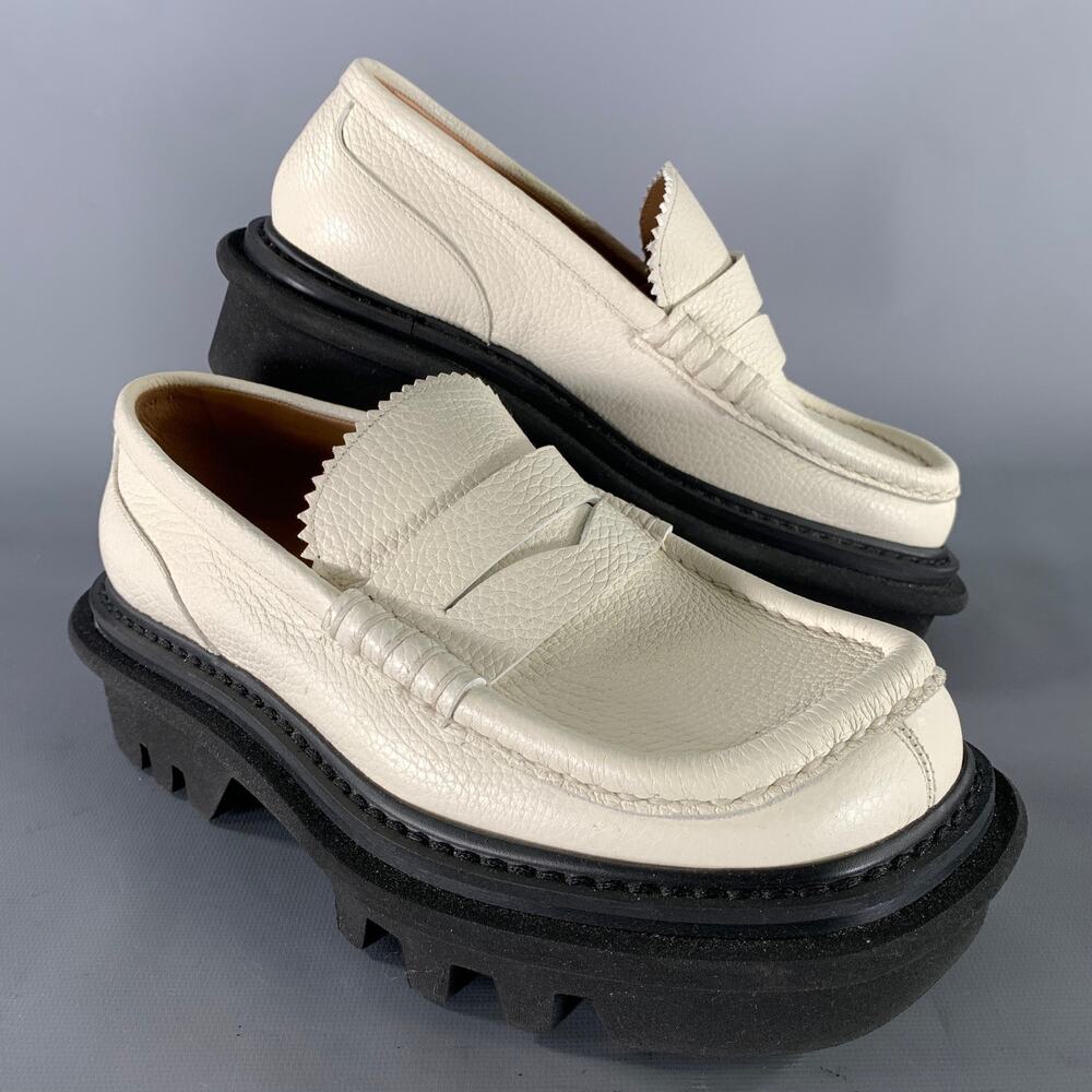 DRIES VAN NOTEN Size 6.5 Ivory Black Leather Loafers